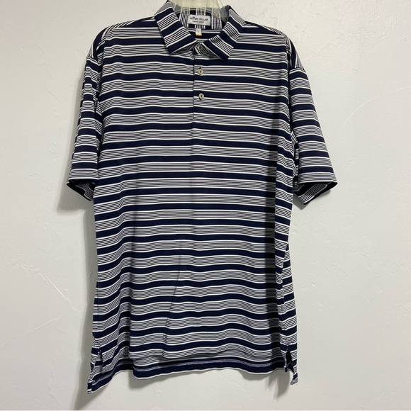 Peter Millar Summer Comfort Navy White Short Sleeve Men's Polo Size Large - Picture 1 of 7
